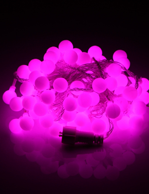 LED 볼(앵두) 96구 연결형 투명선 핑크색 크리스마스 장식 캠핑전구 캠핑조명