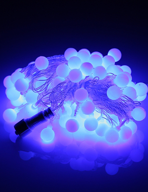 LED 볼(앵두) 96구 연결형 투명선 청색 크리스마스 장식 캠핑전구 캠핑조명