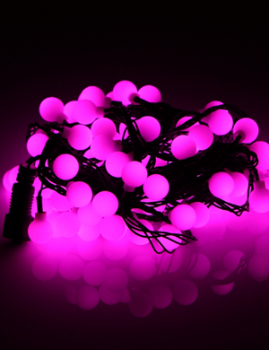LED 볼(앵두) 96구 연결형 검정선 핑크색 크리스마스 장식 캠핑전구 캠핑조명