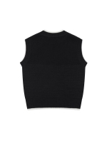 Argyle Round knit vest_Black (Q0B430239)
