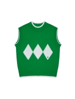 Argyle Round knit vest_Green (Q0B430222)