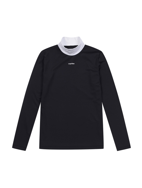 Collar Point Half Turtle T-Shirts_Black (Q0B130339)