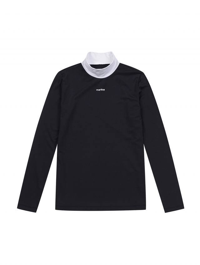 Collar Point Half Turtle T-Shirts_Black (Q0B130339)