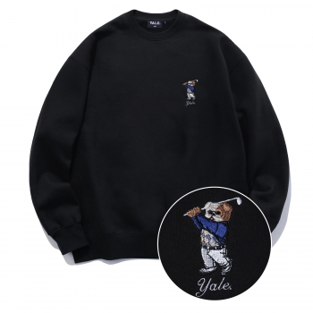 (YALE X WORLD GOLF HISTORY MUSEUM) EMBROIDERY GOLFHANDSOME DAN CREWNECK BLACK