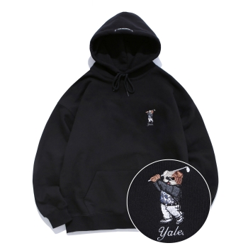 (YALE X WORLD GOLF HISTORY MUSEUM) EMBROIDERY GOLFHANDSOME DAN HOODIE BLACK