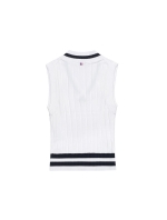 Stripe V-Neck Knit Vest_White (Q0B430131)