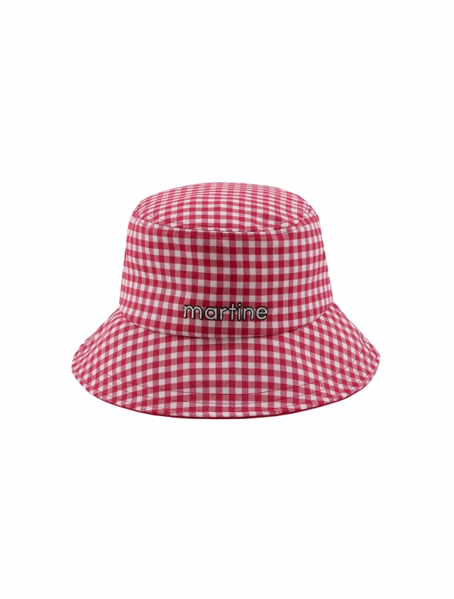 Gingham Check Bucket Hat_Red (QACW10576)