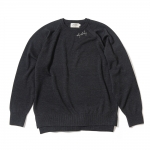 [Essential] Wool Blended Unblance Round Knit_Charcoal (X0C210238)
