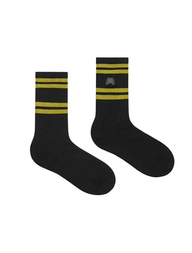 Logo Stripe Mix Socks_Black (QACY10339)
