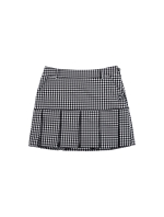 Gingham Check Pleats Skirt_Black (Q0CQ10339)