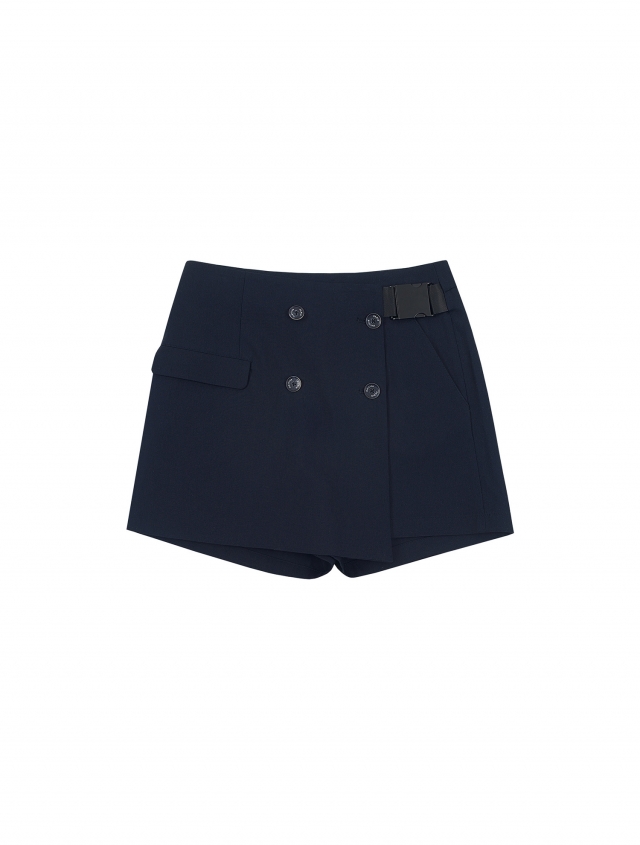 Double Button Wrap Shorts_Navy (Q0CQ20549)