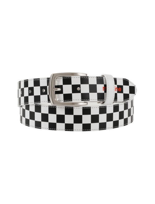All Over Checker Pleather Belt_White (Men) (ZACV30131)