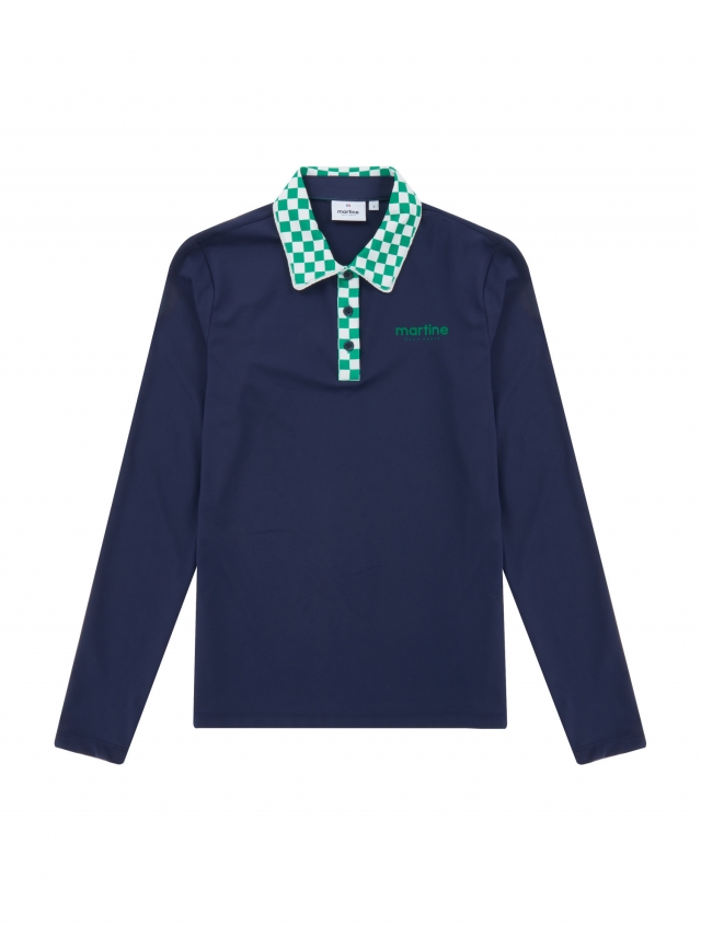 Checker Collar Polo Shirts_Navy (Q0C130349)