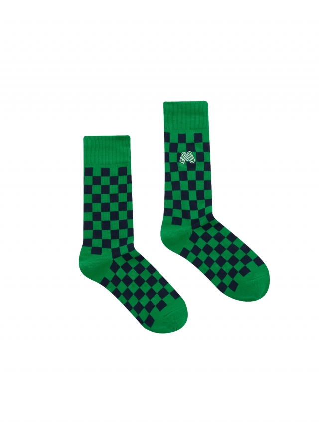Checkerboard Socks_Green (QACY30622)