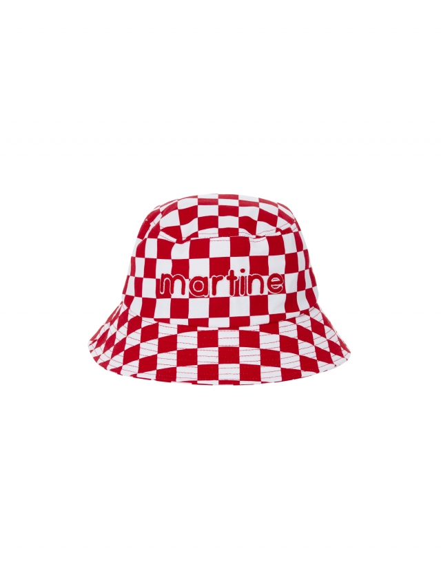 Checkerboard Bucket Hat_Red (QACW30776)
