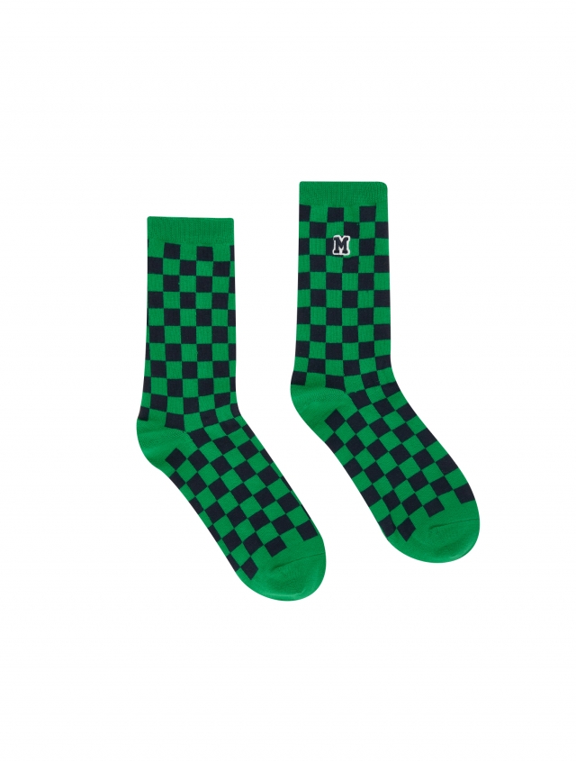 Mens Checkerboard Socks_Green (Men) (ZACY30322)