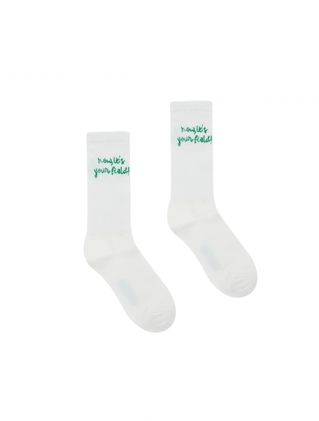 Solid Pinwale Socks_White (QACY30431)