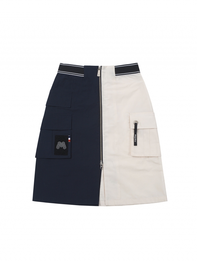 Half&Half Color Block Long Skirt_White (Q0CS30331)