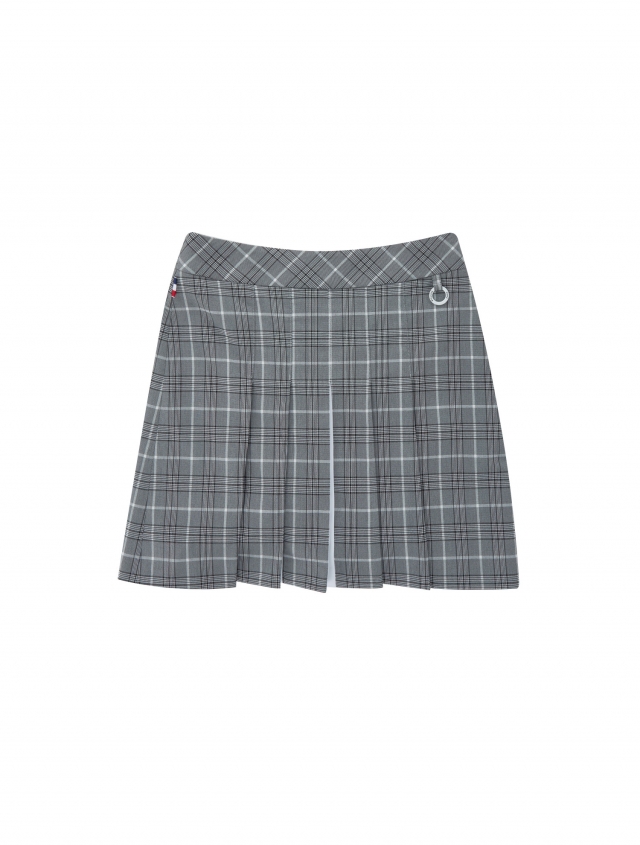All Over Check Pleats Skirt_Grey (Q0CS30234)