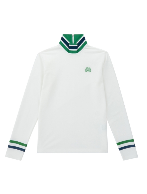Color Point Zip-up Shirts_Green (Q0C140422)