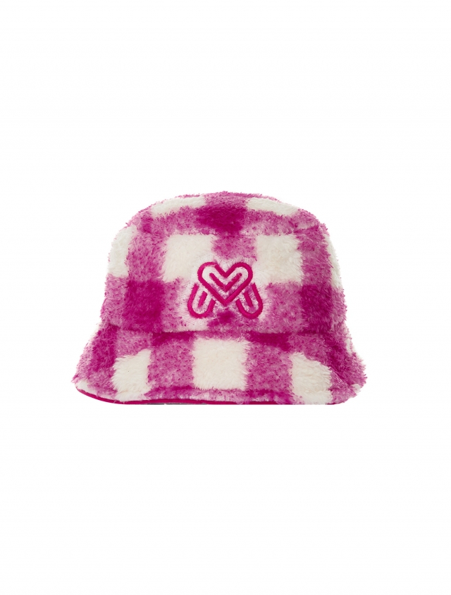 Fleece Check Bucket Hat_Pink (QACW40773)