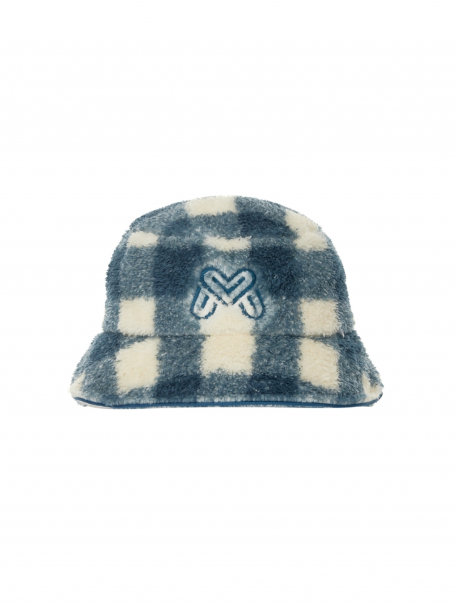Fleece Check Bucket Hat_Turquoise (QACW40724)