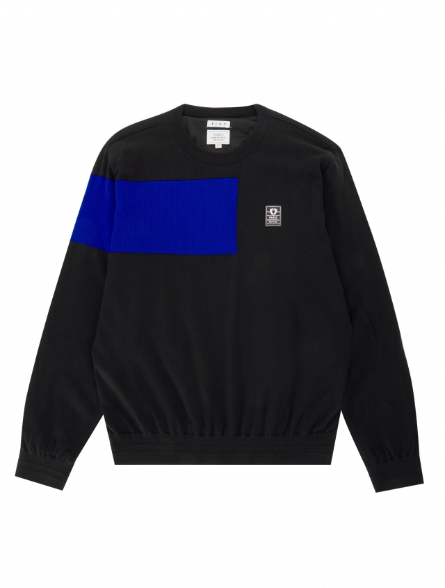 [PIGC] 여성 컬러 블록 배색 스웨터 블랙 (LFC240539)