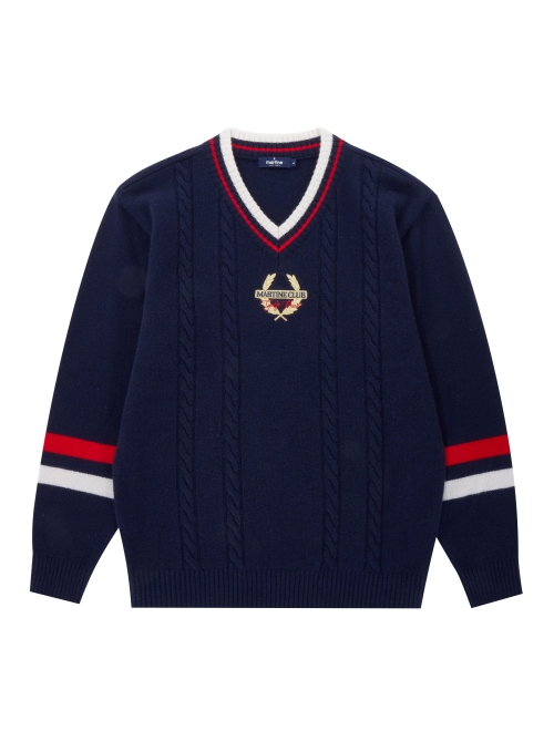 Air Wool V-neck Sweater_Navy (Men) (QM0DRD10249)
