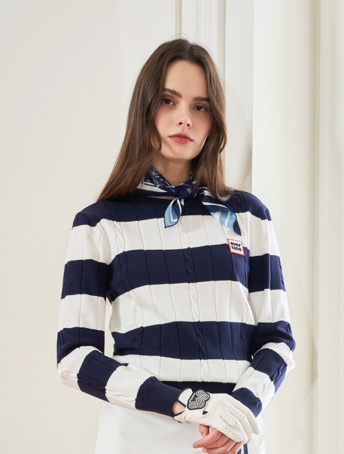 Cable Stripe Sweater_Navy (QW0DRD10449)