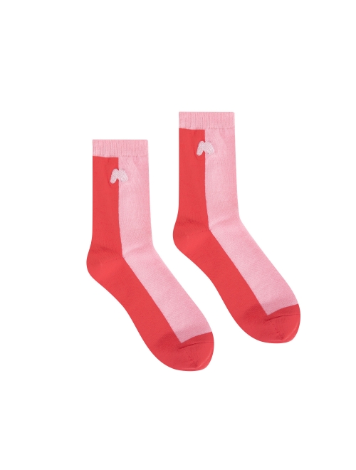 Half&Half Middle Socks_Red (QWADSC10676)