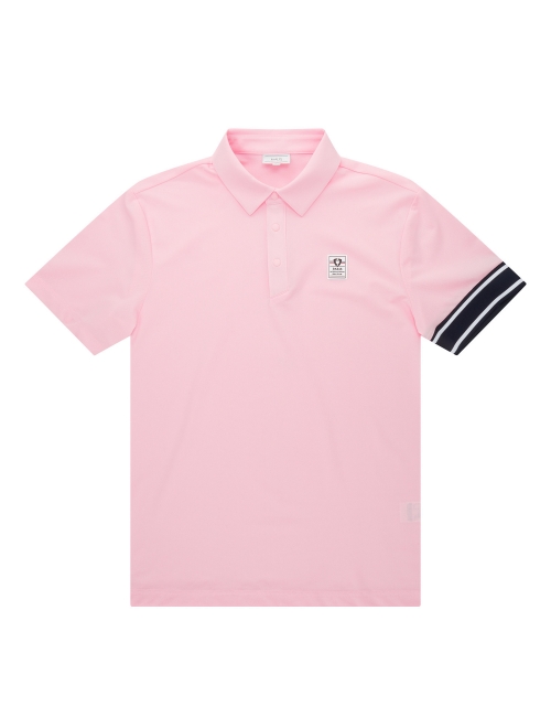 [PIGC] 남성 언밸런스 소매 배색 반팔 티셔츠 라이트핑크(SM0DKS21071)