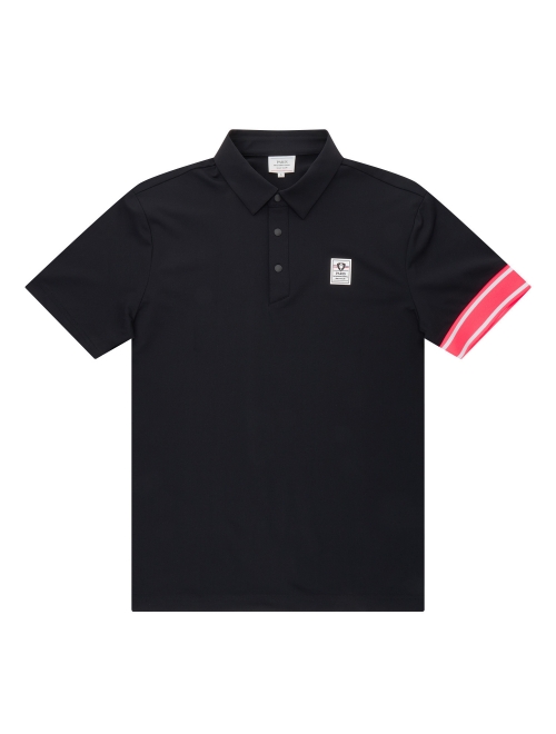 [PIGC] 남성 언밸런스 소매 배색 반팔 티셔츠 블랙(SM0DKS21039)