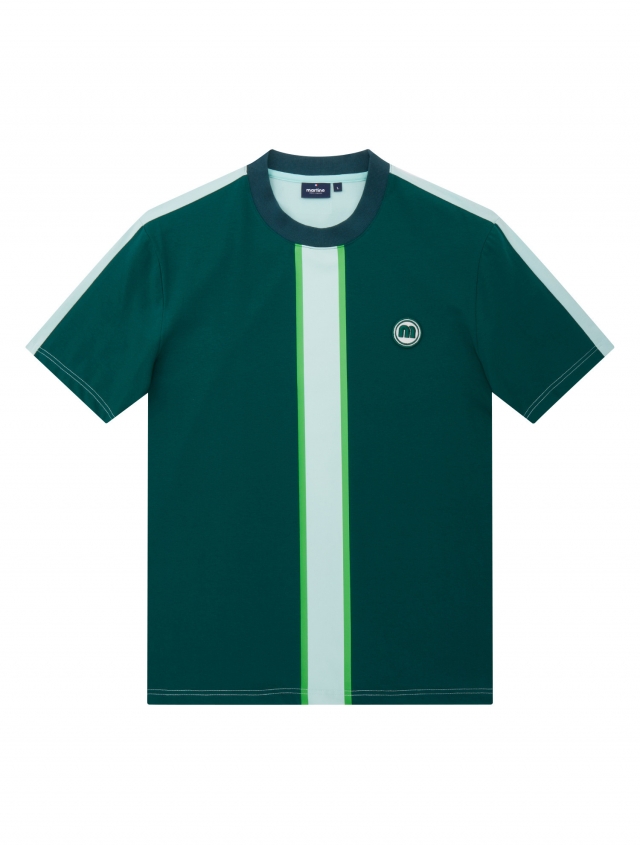 Line Print Round Shirts_Turquoise (Men) (QM0DKS21224)