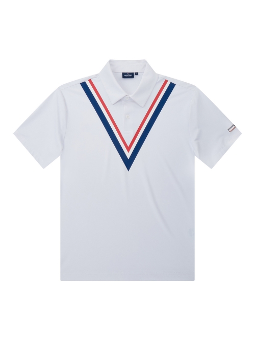 V-Neck Point Polo Shirts_White (Men) (QM0DKS20931)