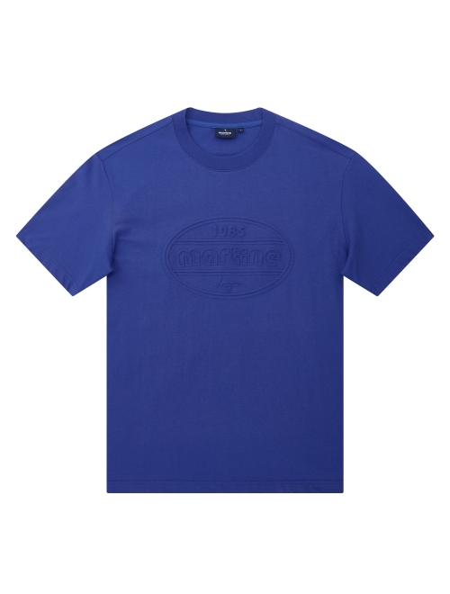 Embossed printing Round Shirts_D/Blue (Men) (QM0DKS21745)