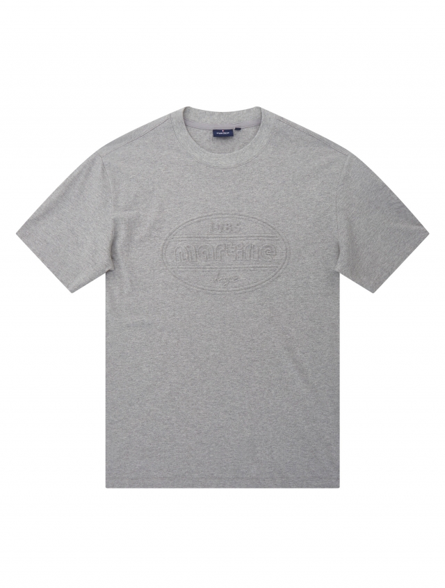 Embossed printing Round Shirts_M/Grey (Men) (QM0DKS21736)