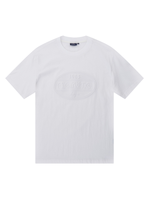 Embossed printing Round Shirts_White (Men) (QM0DKS21731)