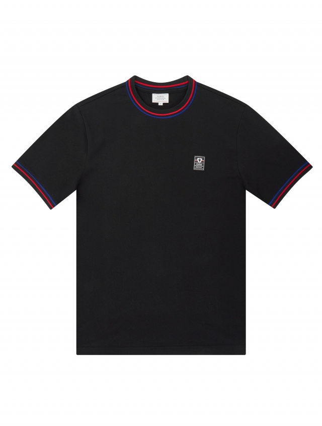 남성 배색 포인트 라운드 반팔 티셔츠 블랙(SM0DKS22039)