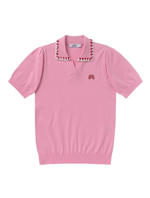 V-neck Collar Sweater_Pink (QW0DRD20373)