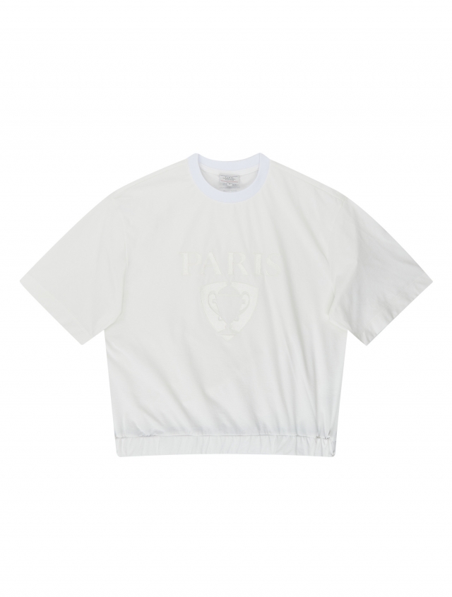 [PIGC] 여성 자수 로고 반팔 티셔츠 화이트(SW0DKS21531)