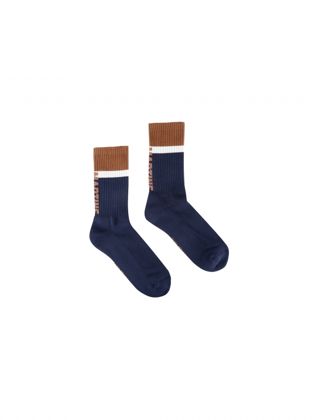 Color Block Middle Socks_Navy (Men) (QMADSC31249)