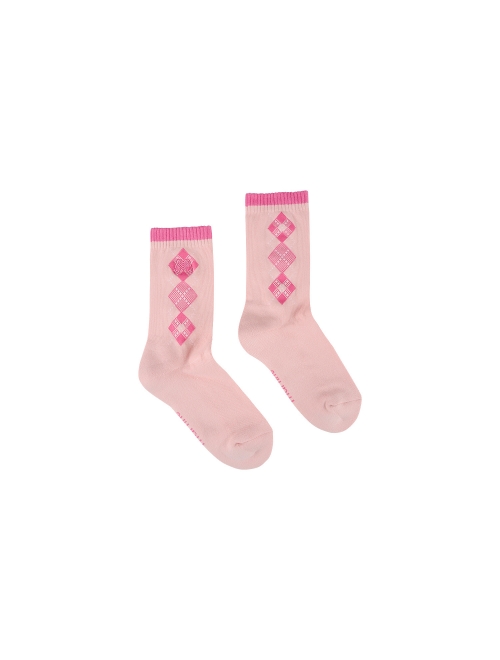 Argyle Color Middle Socks_L/Pink (QWADSC31271)