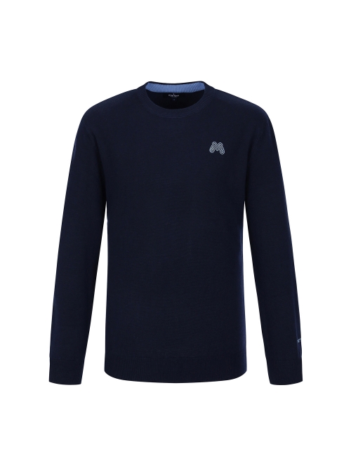 Basic Round Knit Sweater_Navy (Men) (QM0DNI31649)