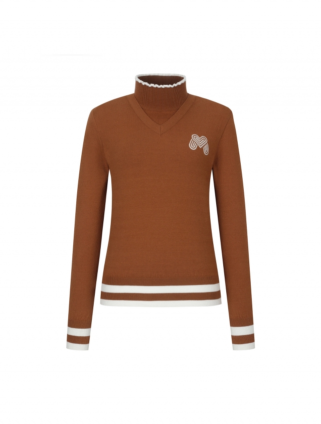 Tip Stripe Knit Sweater_Camel (QW0DNI31560)