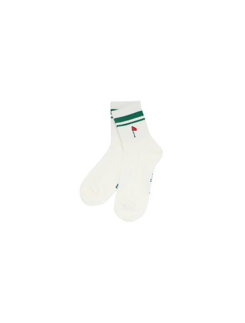 Embroidery Point Short Socks_O/White (Men) (QMADSC31130)