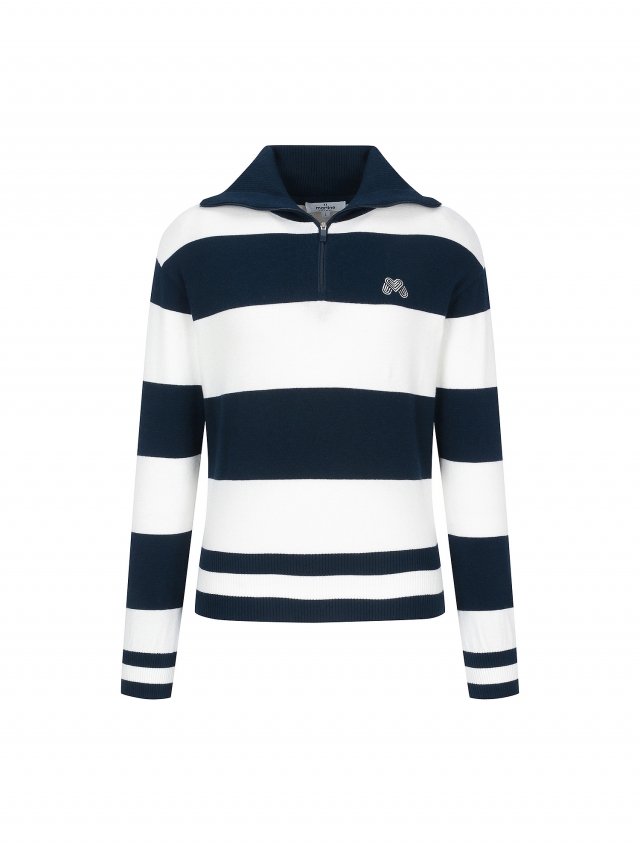 Color Block Half Zip-up Sweater_Navy (QW0DNI31649)