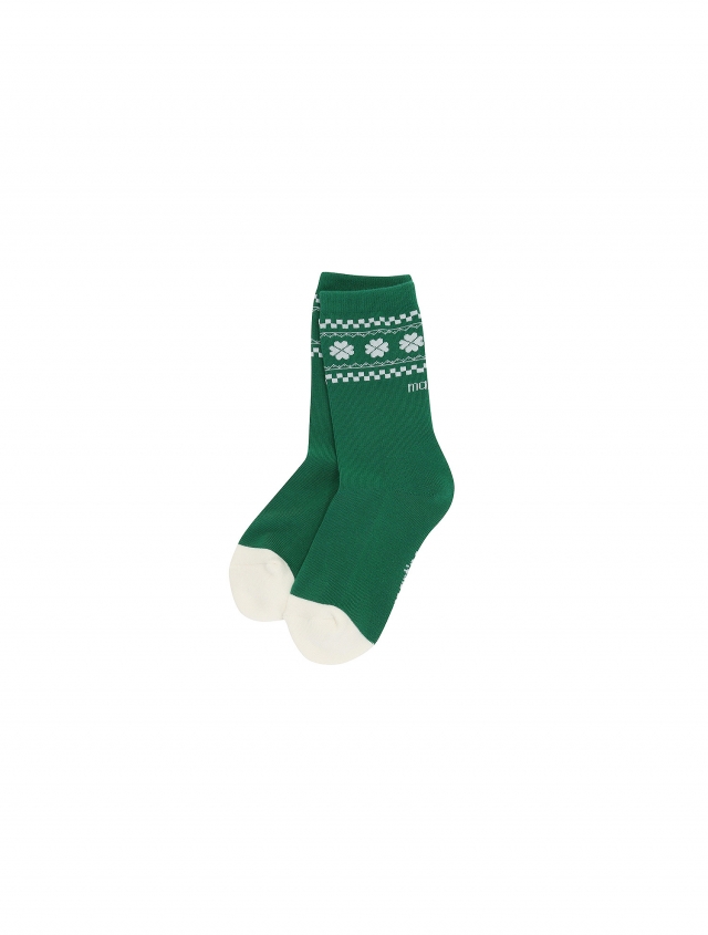 Clover Pattern Middle Socks_Green (QWADSC40122)