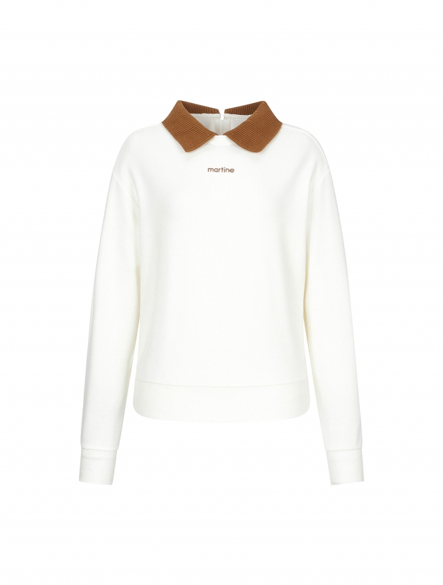 Knit Collar Back Zip-up Shirts_O/White (QW0DKS40330)