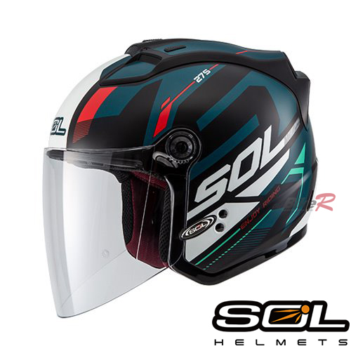 SOL 27S 아머 무광 블랙블루그린 LED 오픈페이스 헬멧