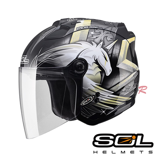 SOL 27S 유니콘3 블랙실버 LED 오픈페이스 헬멧